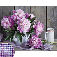 Алмазная мозаика с частичным заполнением на холсте &laquo;Пионы&raquo;, 40 х 30 см