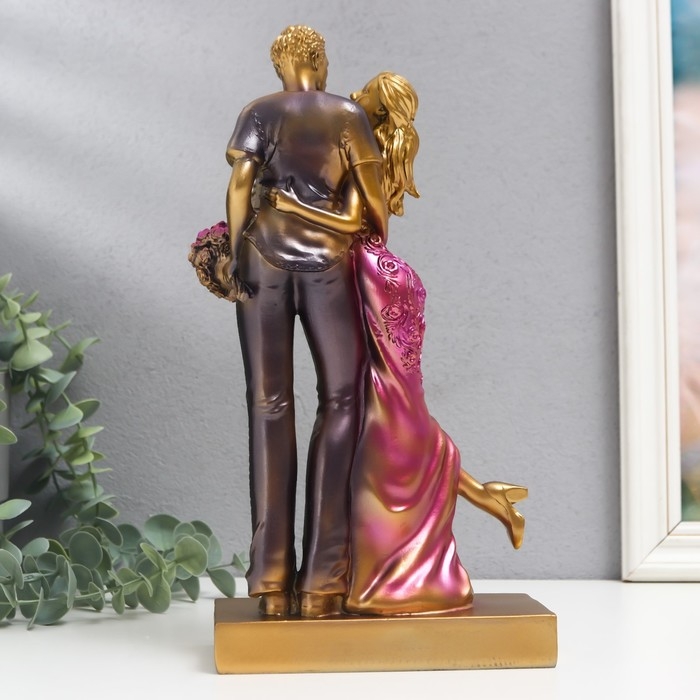 Сувенир полистоун Сувенир полистоун "Нежная встреча" розово-фиолетовый 7х14,5х28 см