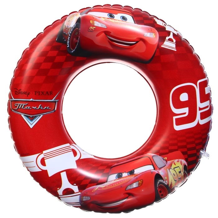 Круг надувной &laquo;Тачки&raquo;, для плавания 55 см., детский, цвет красный