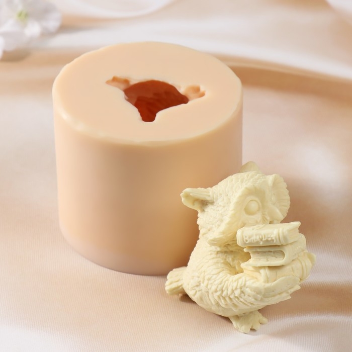 Молд силиконовый "Сова с книгами" Силикон 8х7х8,5 см