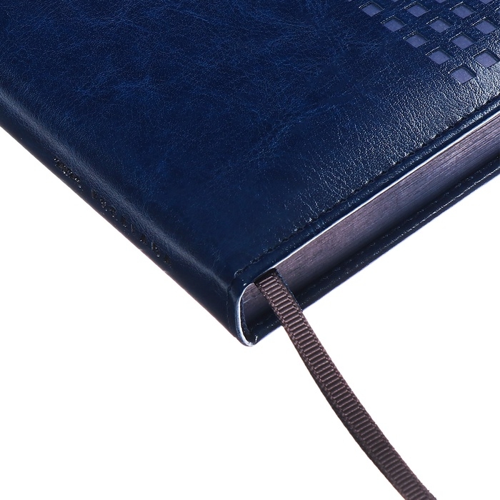 Ежедневник датированный 2025 года, ESCALADA, A5 176 листов, твердая обложка кожзам с поролоном, блинтовое тиснение, перфорация на обложке, блок 70 г/м2, синий