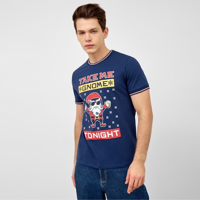 Футболка мужская новогодняя , цвет тёмно-синий, размер 54 Футболка мужская новогодняя , цвет тёмно-синий, размер 54