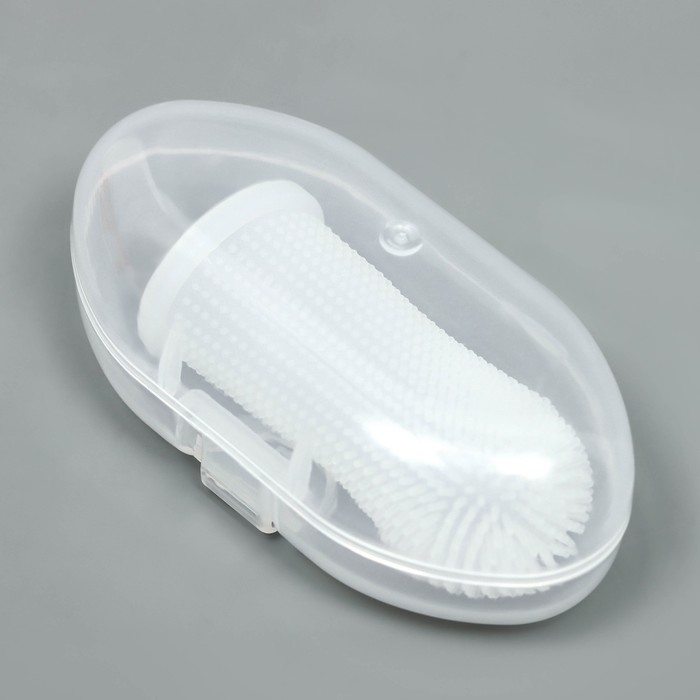 Щётка для чистки зубов животных, 5,5 х 2,5 см, белая, контейнер 7 х 4 см Щётка для чистки зубов животных, 5,5 х 2,5 см, белая, контейнер 7 х 4 см