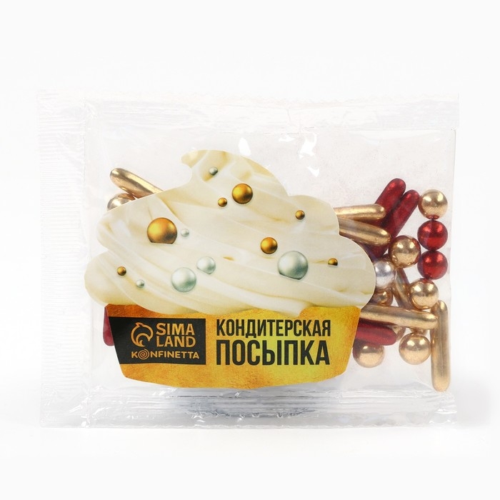 Посыпка кондитерская: золотая, красная, серебряная, 25 г. Посыпка кондитерская: золотая, красная, серебряная, 25 г.
