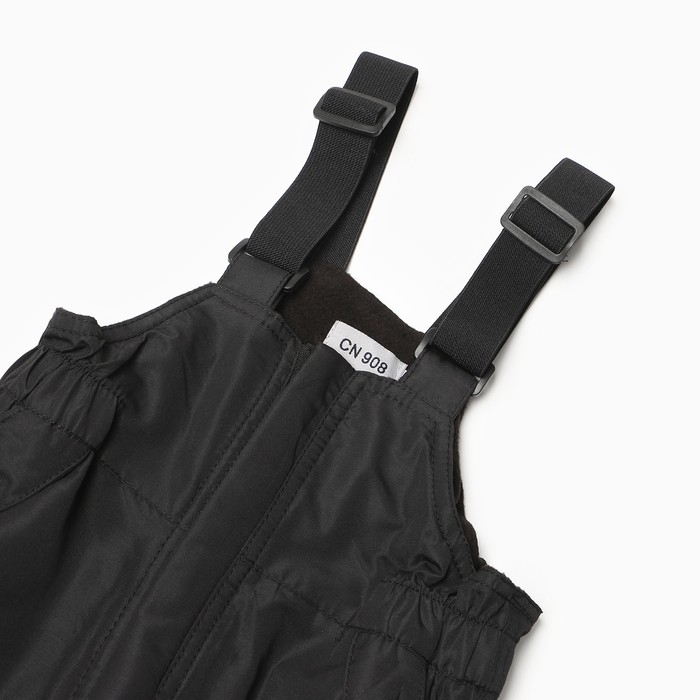 Полукомбинезон утеплённый для девочек, цвет чёрный, рост 98 см