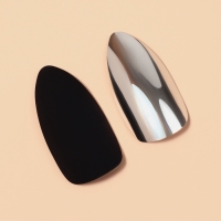 Накладные ногти, 12 шт, с клеевыми пластинами, форма миндаль, матовые/хромированные, чёрные, серебристые Накладные ногти, 12 шт, с клеевыми пластинами, форма миндаль, матовые/хромированные, чёрные, серебристые