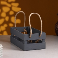 Кашпо деревянное 24.5×13.5×9 см "Двушка Лайт" реечное, ручка верёвка, серый Дарим Красиво Кашпо деревянное 24.5×13.5×9 см "Двушка Лайт" реечное, ручка верёвка, серый Дарим Красиво