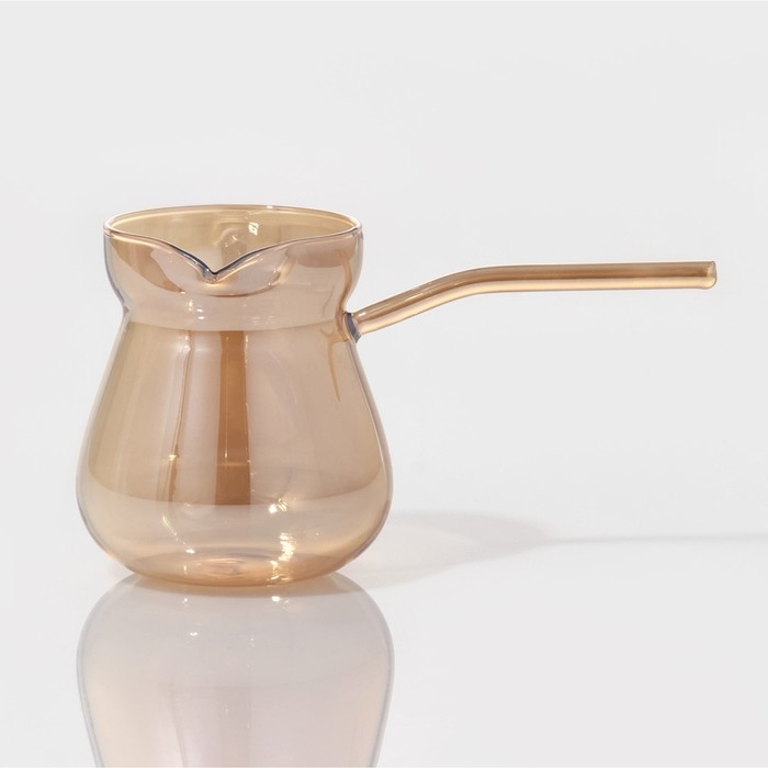 Турка стеклянная &laquo;Искра&raquo;, 450 мл, 18&times;9&times;10 см, цвет золотой