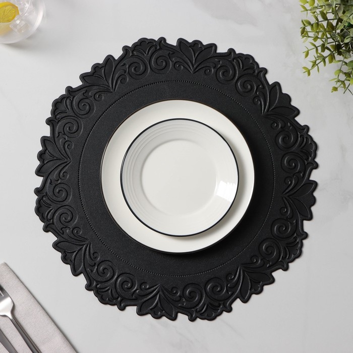 Набор салфеток сервировочных «Элоиза», d=37,5 см, 4 шт, цвет чёрный Набор салфеток сервировочных «Элоиза», d=37,5 см, 4 шт, цвет чёрный