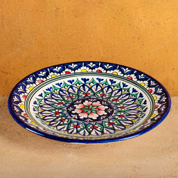Тарелка Риштанская Керамика Тарелка Риштанская Керамика "Цветы", 23 см, синий