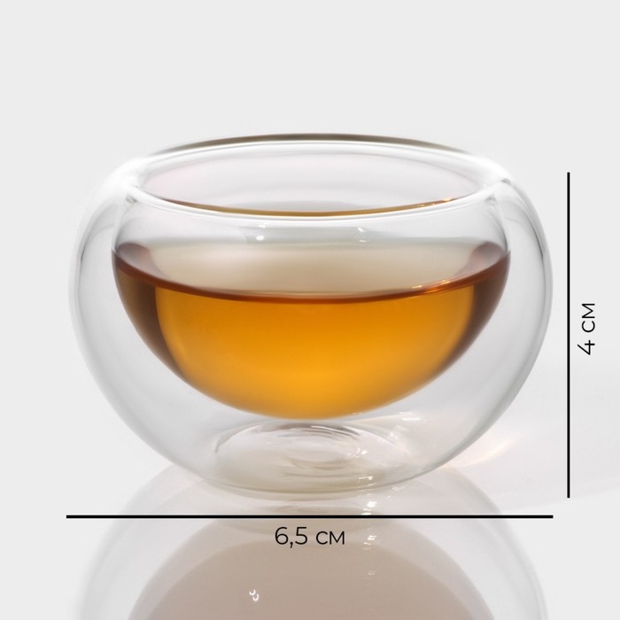 Набор пиал стеклянных с двойными стенками Magistro &laquo;Сакура&raquo;, 50 мл, 6 шт