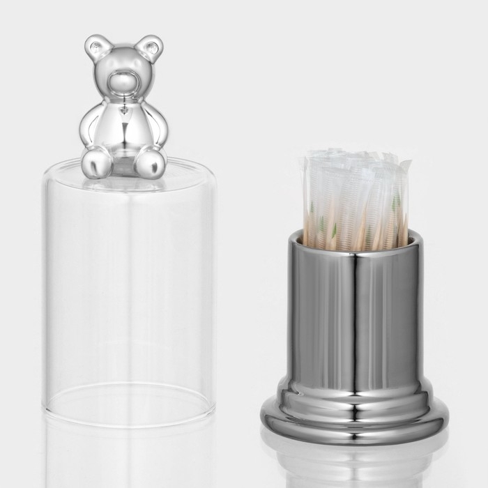 Подставка керамическая под зубочистки с крышкой &laquo;Стильный мишка&raquo;, 7&times;7&times;15 см