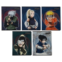 Тетрадь 48 листов в клетку "Naruto", обложка мелованный картон, выборочный УФ-лак, конгрев, блок 65 г/м2, МИКС
