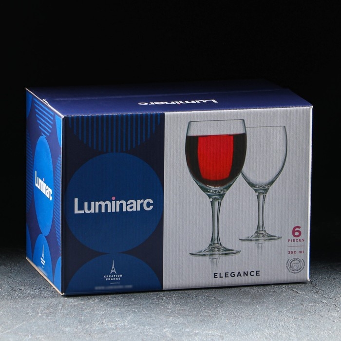 Набор стеклянных бокалов для вина &laquo;Элеганс&raquo;, 6 шт, 350 мл