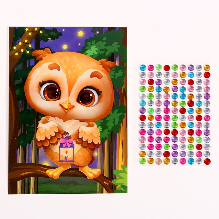 Аппликация стразами для детей &laquo;Совушка&raquo;, А6, набор для творчества