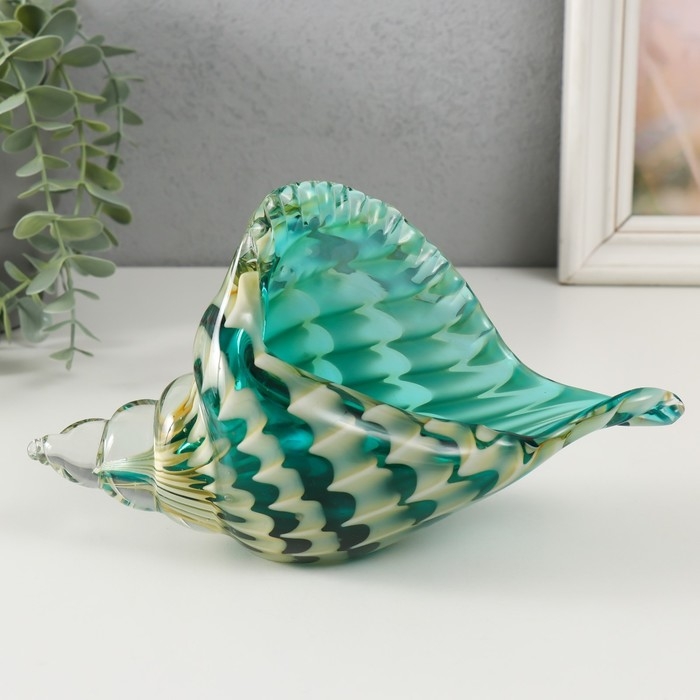 Сувенир стекло "Раковина с узором волн" под муранское стекло 21х9х12 см