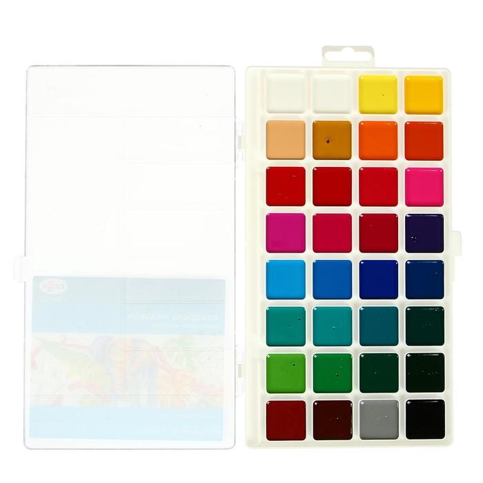 Акварель 32 цвета Акварель 32 цвета "Гамма" "Классическая", медовая, без кисти, пластик