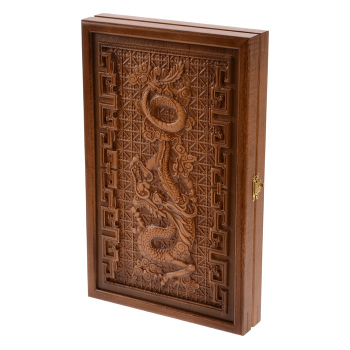 Нарды деревянные большие, резные Нарды деревянные большие, резные "Китайский Дракон", из массива бука, патина, 35 x 22 см