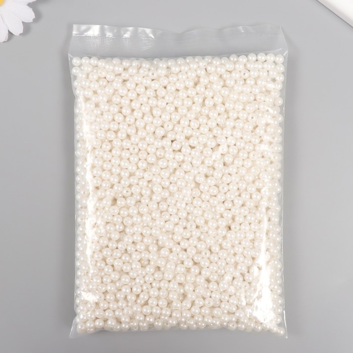 Набор бусин "Жемчуг" d 6 мм, 250 гр, белый