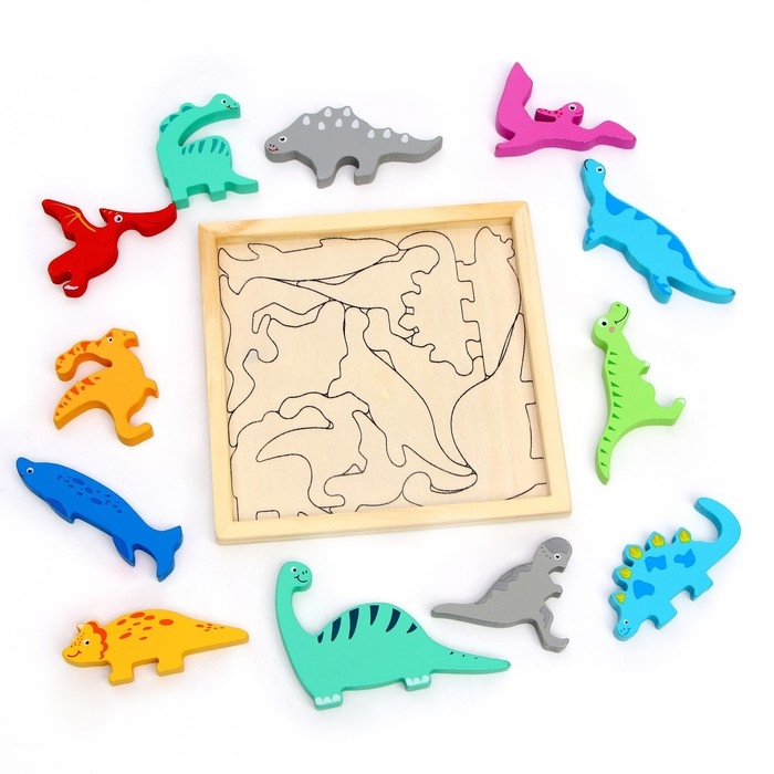 Детский развивающий пазл в рамке &laquo;Динозавры&raquo; 16,6 &times; 16,6 &times; 1,2 см