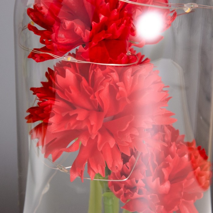 Ночник колба &laquo;Гвоздики&raquo; LED красный 3хААА 10,5х10,5х22см