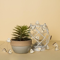 Гирлянда &laquo;Нить&raquo; 2 м роса с насадками &laquo;Ёлочка&raquo;, IP20, серебристая нить, 20 LED, батарейки ААх2 (нет в комплекте), свечение тёплое белое