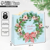 Пакет подарочный новогодний &laquo;Венок&raquo;, 25 х 26 х 10 см, Новый год