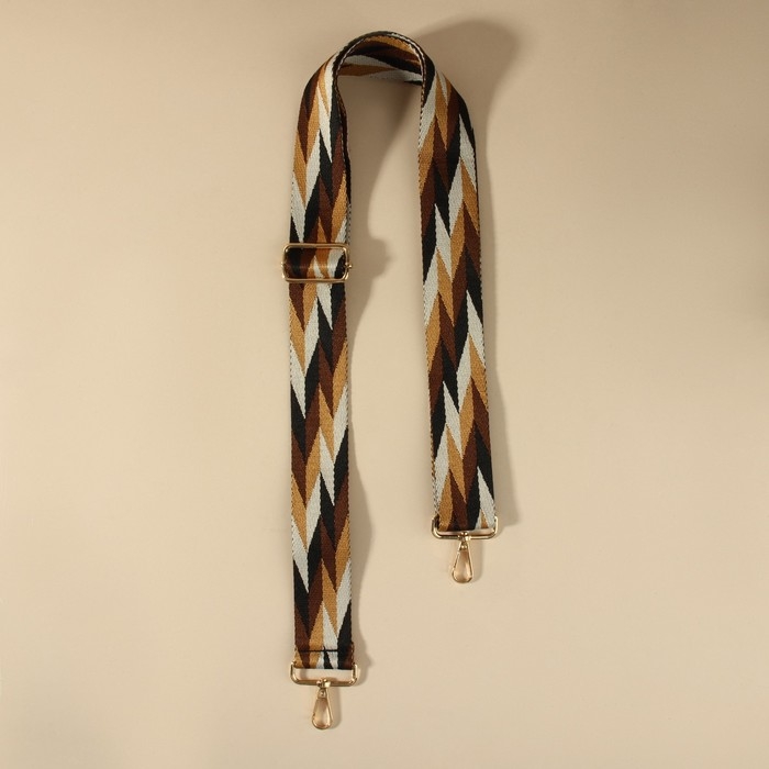 Ручка для сумки &laquo;Орнамент косичка&raquo;, стропа, с карабинами, 139 &plusmn; 3 &times; 3,8 см, цвет бежевый/белый/чёрный