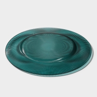 Тарелка стеклянная &laquo;Эмеральд&raquo;, d=27 см, цвет бирюзовый с серебряной отводкой