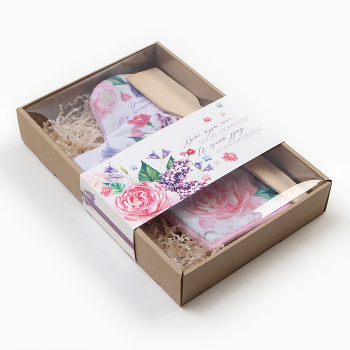 Кухонный набор &laquo;Улыбнись&raquo;, варежка-прихватка 20х28 см, лопатка деревянная