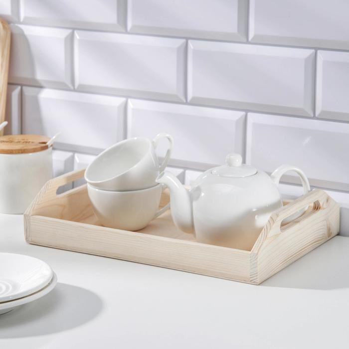 Поднос деревянный Доляна &laquo;Под роспись&raquo;, 30&times;20&times;6 см, сосна