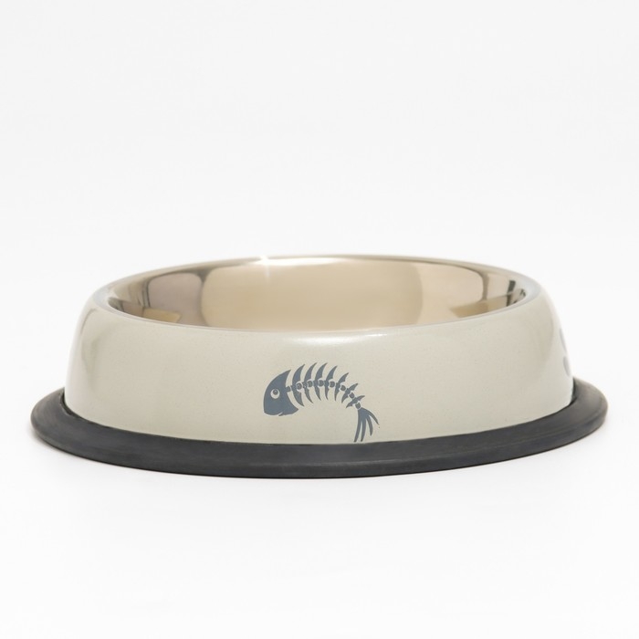 Миска с нескользящим основанием с принтом, 225 мл, бежевая Миска с нескользящим основанием с принтом, 225 мл, бежевая