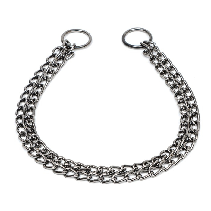 Ошейник - удавка металлический двухрядный, 45 см, толщина проволоки 2 мм, черный Ошейник - удавка металлический двухрядный, 45 см, толщина проволоки 2 мм, черный