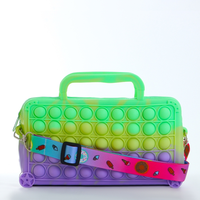 Сумка детская на молнии &laquo;Выбражулька&raquo;, цвет зелёный/жёлтый/сиреневый