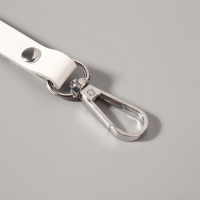 Ручка для сумки из натуральной кожи, регулируемая, с карабинами, 125 &plusmn; 2 см &times; 1,2 см, цвет белый/серебряный