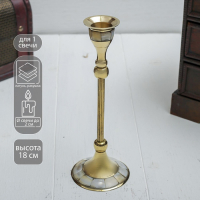 Подсвечник с перламутром "Статуя" на 1 свечу, латунь 6,5х6,5х18 см