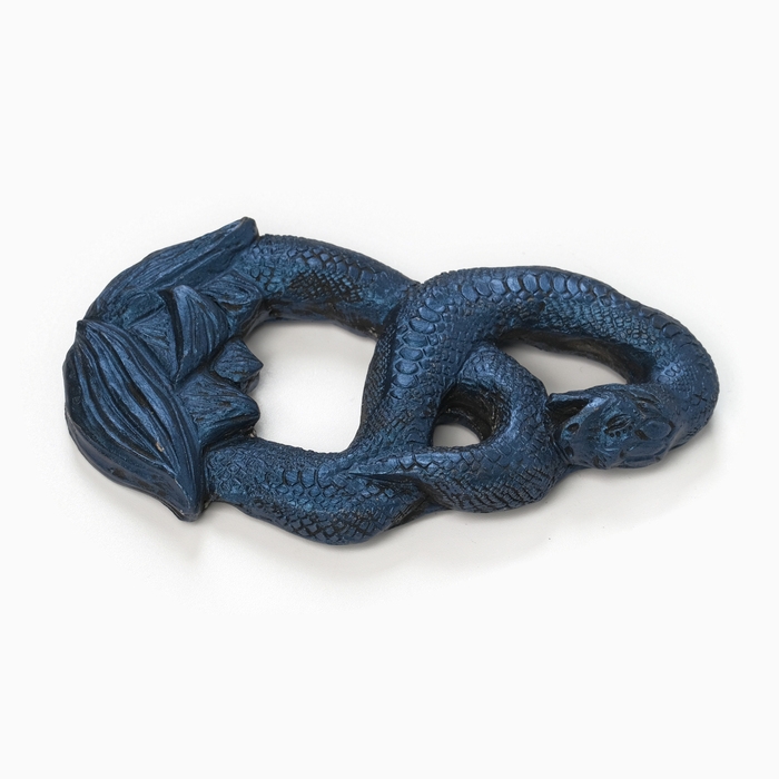 Новый год. Символ 2025. Панно с подвесом Новый год. Символ 2025. Панно с подвесом "Змея в цветке" синий лунный, 12х6,5х1см