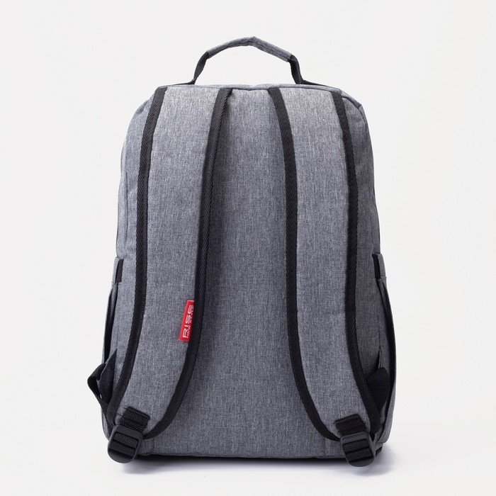 Рюкзак мужской на молнии, RISE, наружный карман, цвет серый