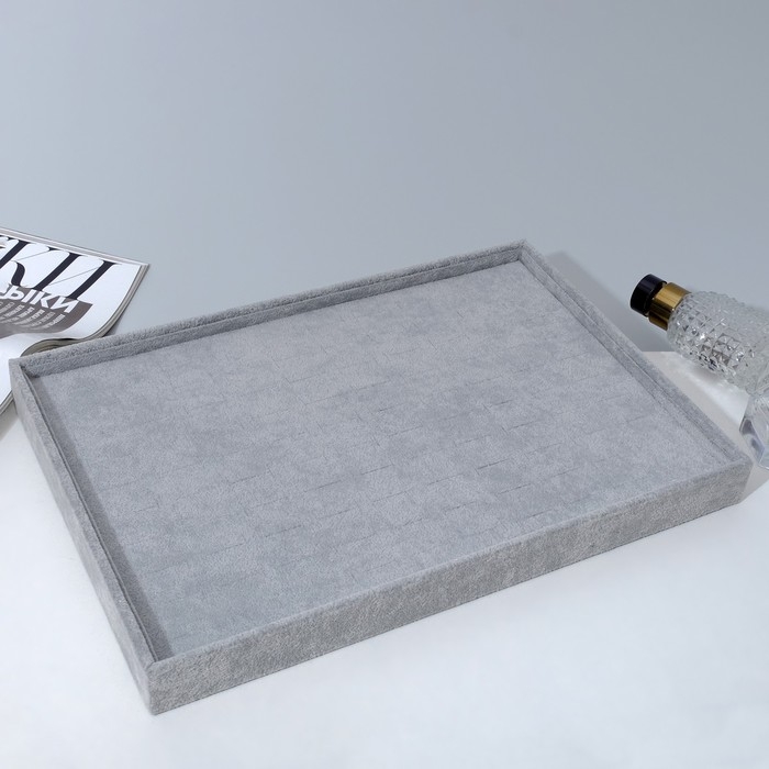 Подставка под кольца 100 мест, флок, 35×24×3 см, цвет серый Подставка под кольца 100 мест, флок, 35×24×3 см, цвет серый