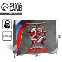 Пакет подарочный ламинированный, упаковка, &laquo;Лучшему защитнику&raquo;, MS 23 х 18 х 8 см