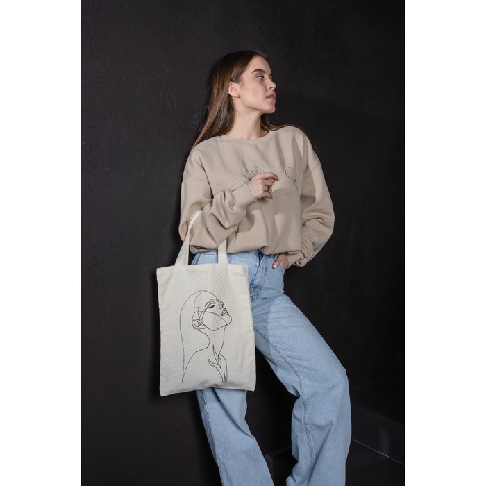 Шопер в банке «Стиль», без подклада, без молнии, 35 х 40 х 0.5 см, бежевый Шопер в банке «Стиль», без подклада, без молнии, 35 х 40 х 0.5 см, бежевый