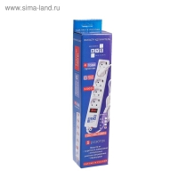 Сетевой фильтр Power Cube, 5 розеток, 5 м, 10 А, 2200 Вт, белый