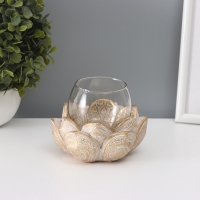 Подсвечник полистоун на 1 свечу "Лотос" золото 10,5х12х9 см Подсвечник полистоун на 1 свечу "Лотос" золото 10,5х12х9 см