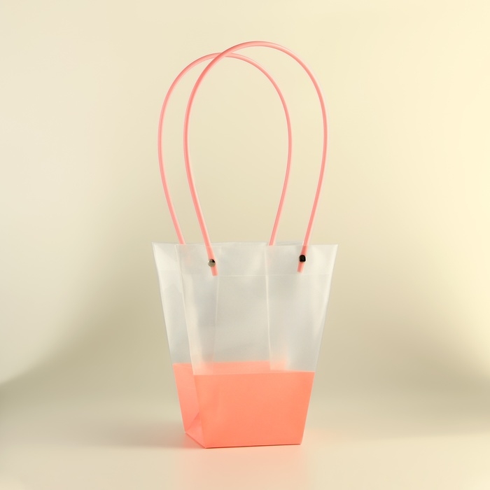 Сумка для цветов прозрачная, влагостойкая, розовая, 20х17х10 см