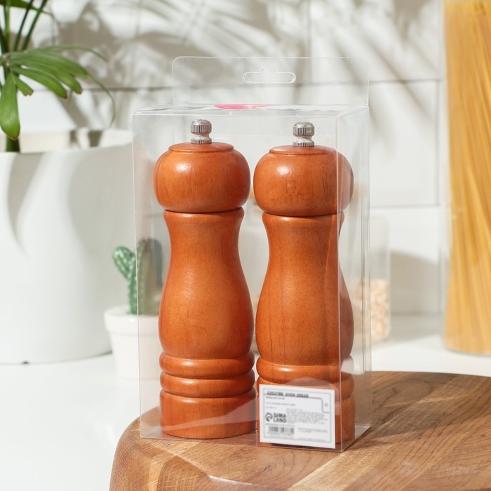 Набор для специй Доляна &laquo;Дуэт&raquo;, 16,5 см, 2 мельницы, акация
