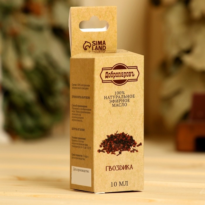 Эфирное масло Эфирное масло "Гвоздика", флакон-капельница, аннотация, 10 мл, репеллент "Добропаровъ"