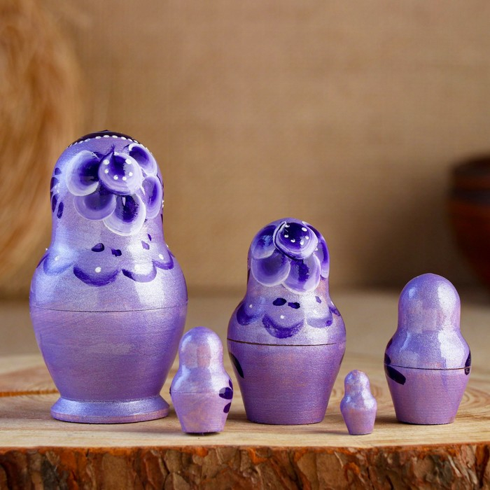 Матрёшка &laquo;Роза&raquo;,  сиреневое платье, 5 кукольная, 10 см