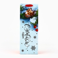 Пакет подарочный новогодний ламинированный под бутылку «Снежный лес», 13 x 36 x 10 Пакет подарочный новогодний ламинированный под бутылку «Снежный лес», 13 x 36 x 10