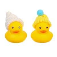 Набор резиновых игрушек для ванны &laquo;Уточки в шапке&raquo;, 4 см, с пищалкой, 2 шт., Крошка Я