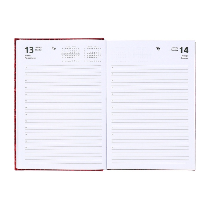 Ежедневник датированный 2025 года, deVENTE. Flag, Attomex. Arkona, твердая обложка бумвинил с поролоном, ляссе, блок 70 г/м2, красный